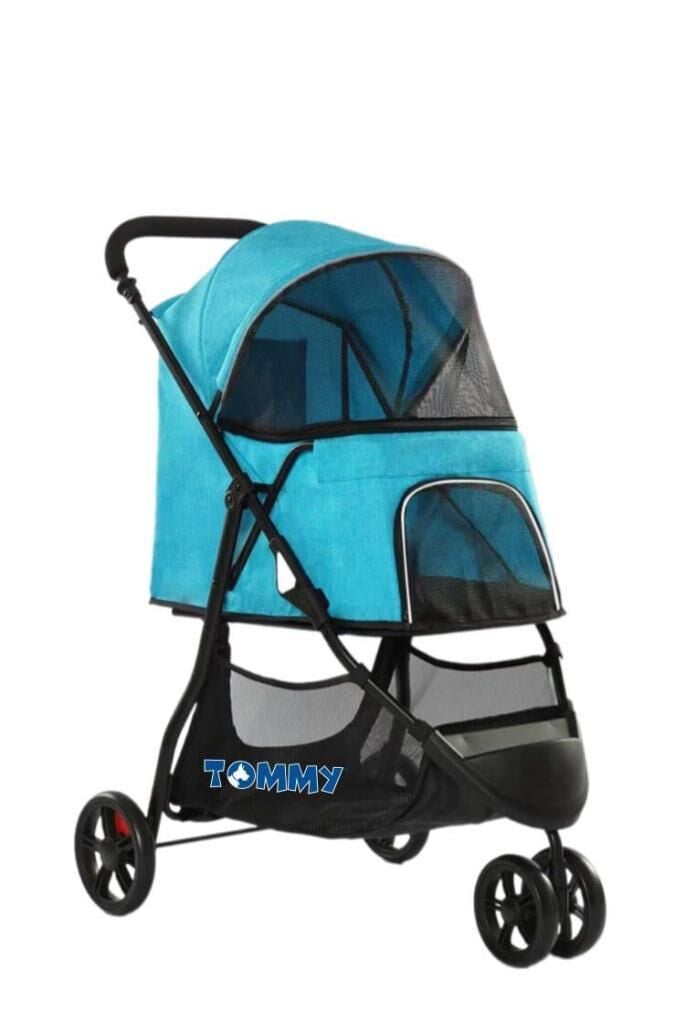 Tommy Evcil Hayvan Arabası Turkuaz 74.5*52.2*98 Cm Max 15 Kg