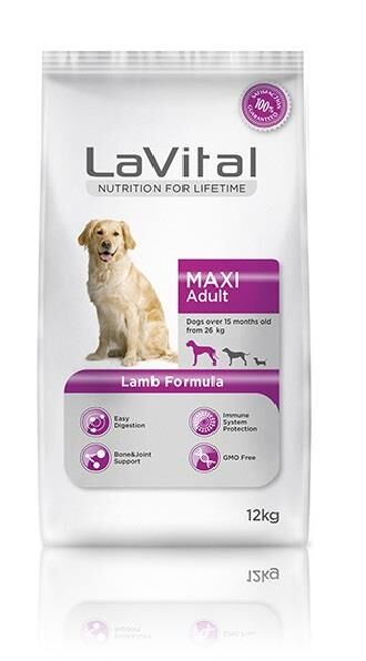 LaVital Kuzu Etli Büyük Irk Yetişkin Köpek Maması 12+3 Kg