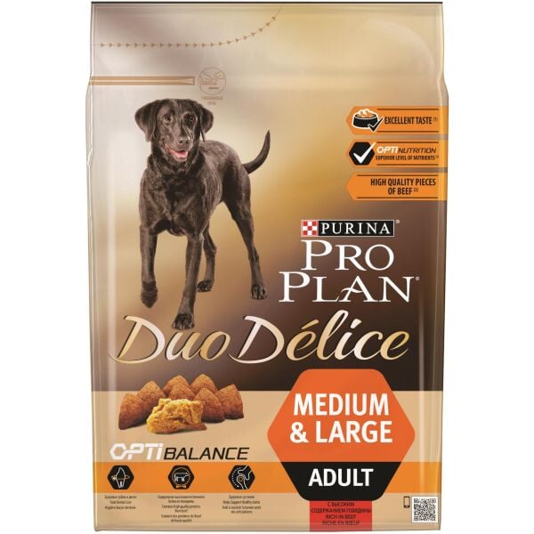 Proplan Duo Delice Biftekli Parça Etli Orta ve Büyük Irk Yetişkin Köpek Maması 2,5 Kg