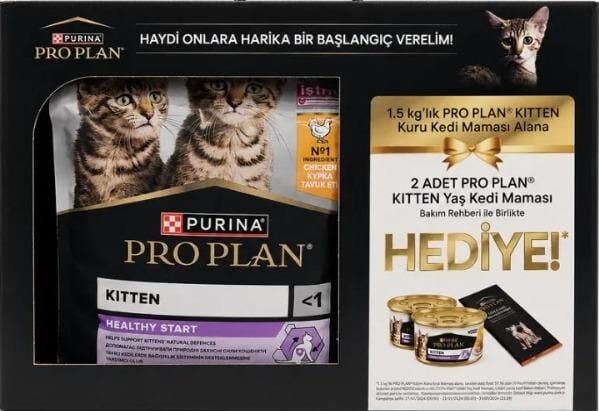 Pro Plan Kitten Tavuklu Yavru Kedi Maması 1,5 Kg + 2 Adet Kitten Konserve Hediyeli