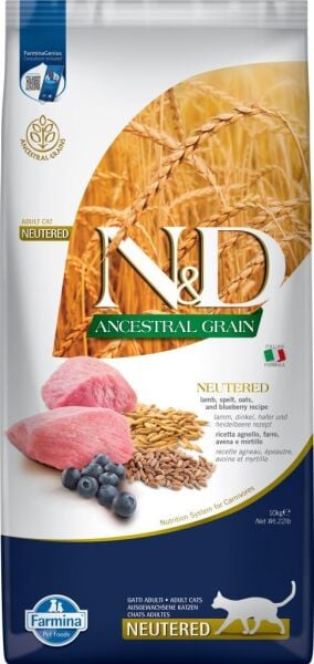 N&D Az Tahıllı Kuzu Etli Kısırlaştırılmış Kedi Maması 10 Kg