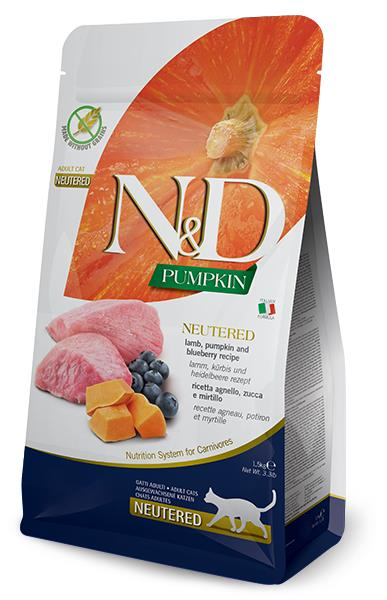 N&D Tahılsız Balkabağı, Kuzu Etli ve Yaban Mersinli Kısır Kedi Maması 1,5 Kg