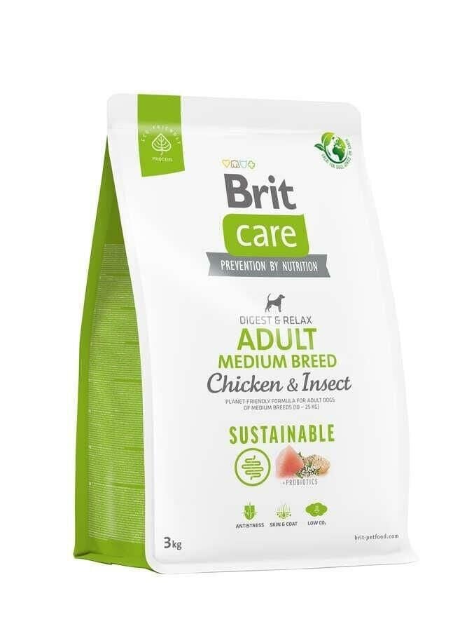 Brit Care Digest & Relax Tavuklu Böcek Proteinli Orta Irk Yetişkin Köpek Maması 3 Kg