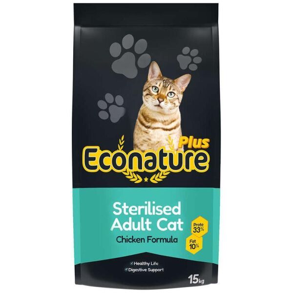 Econature Tavuklu Kısırlaştırılmış Yetişkin Kedi Maması 15 Kg