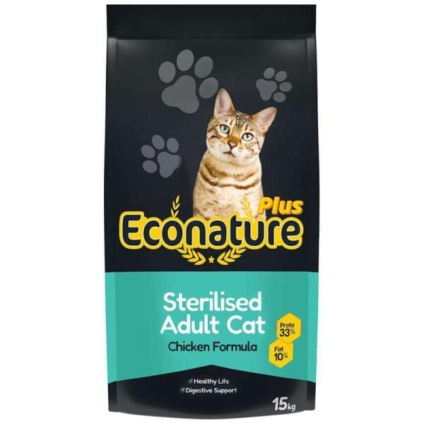 Econature Tavuklu Kısırlaştırılmış Yetişkin Kedi Maması 15 Kg