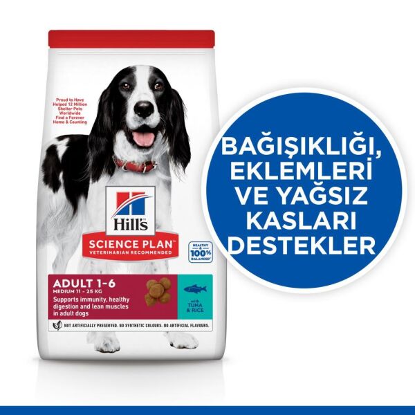 Hill's SCIENCE PLAN Ton Balıklı ve Pirinçli Orta Irk Yetişkin Köpek Maması 10+2kg
