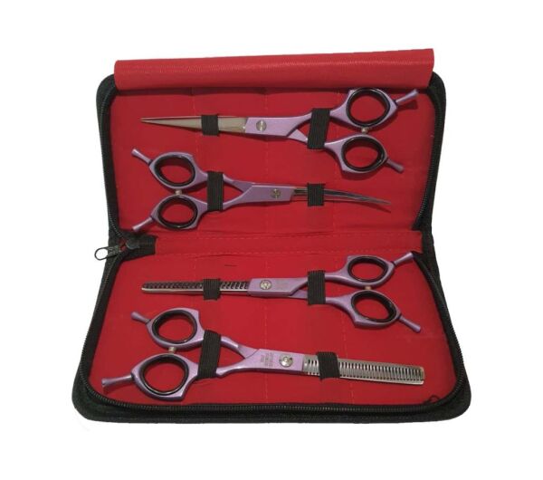 Sgroom 4 Lü Çantalı Makas Set  7'' Mor