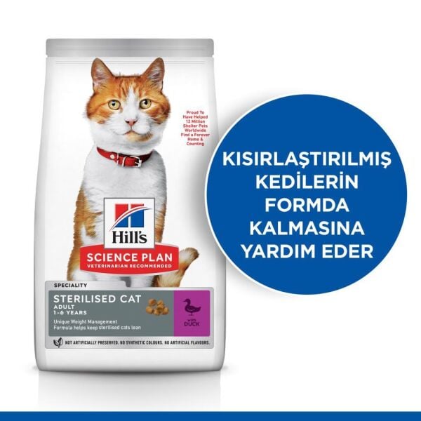 Hill's SCIENCE PLAN Ördekli Kısırlaştırılmış Kedi Maması 1,5 Kg