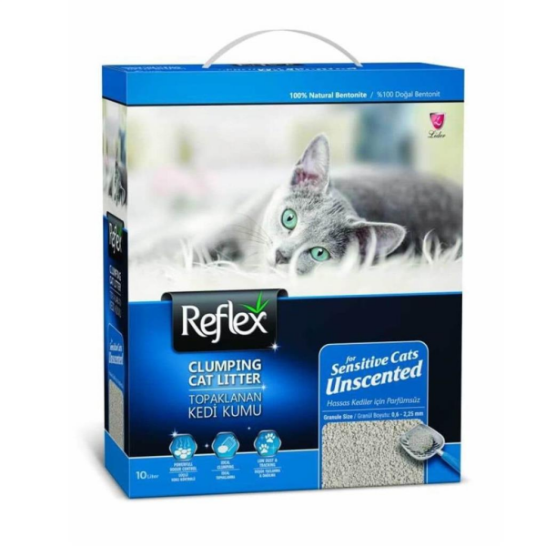 Reflex Hassas Kediler İçin Kokusuz Süper Hızlı Topaklanan Kedi Kumu 10 lt
