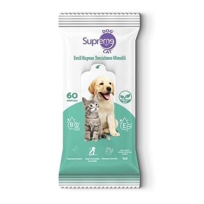 Supreme Yeşil Çaylı Kedi Ve Köpek Temizleme Mendili