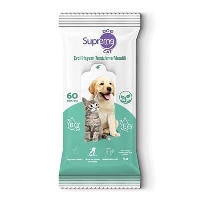 Supreme Yeşil Çaylı Kedi Ve Köpek Temizleme Mendili 6 * 60 Adet