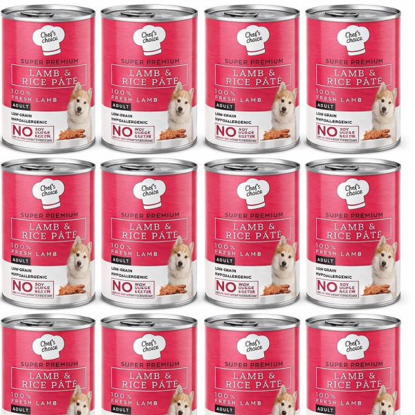 Chef's Choice Kıyılmış Kuzulu ve Pirinçli Yetişkin Köpek Konservesi 400 Gr 12'li