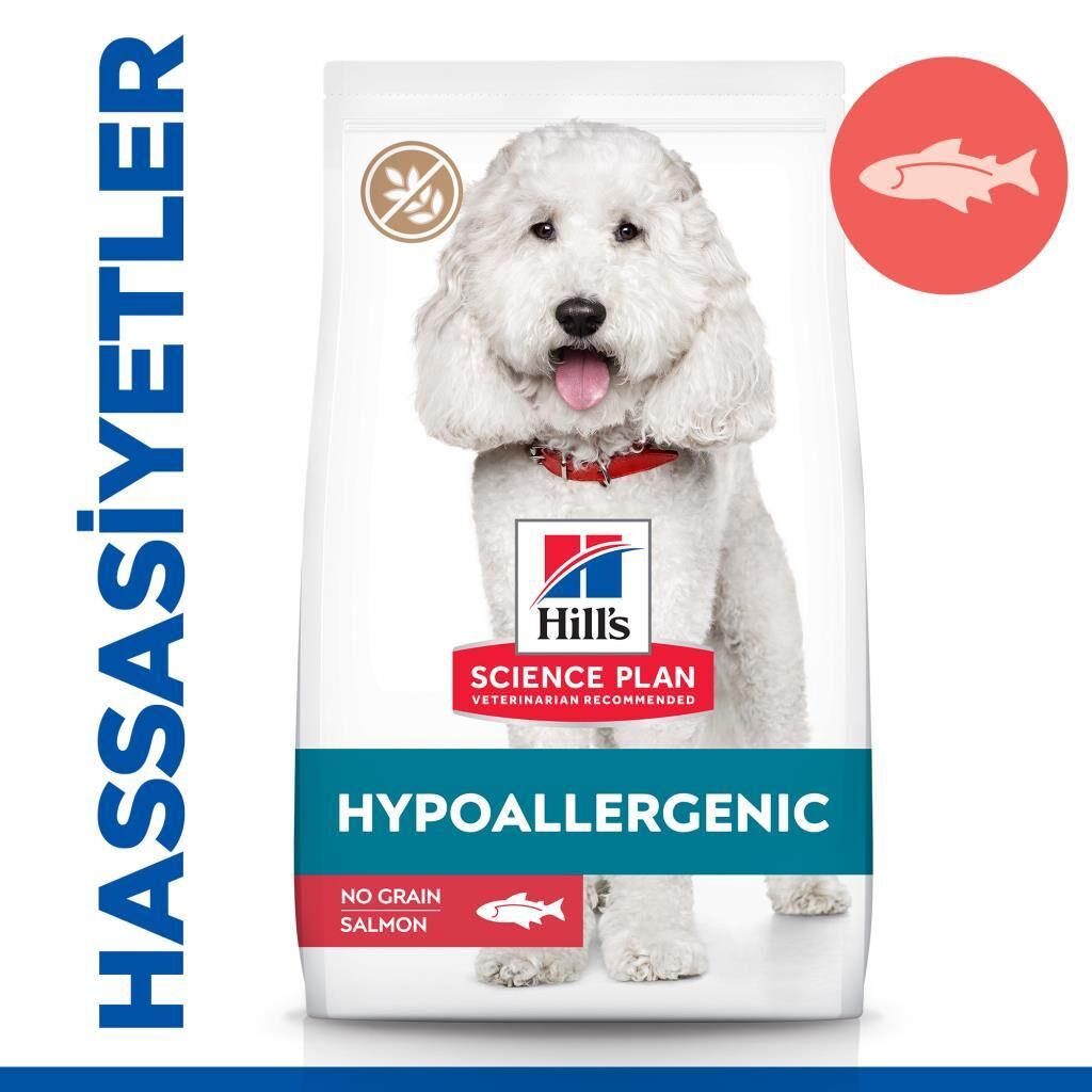 Hill's SCIENCE PLAN Hypo-Allergenic Somonlu Orta Irk Yetişkin Köpek Maması 12 Kg