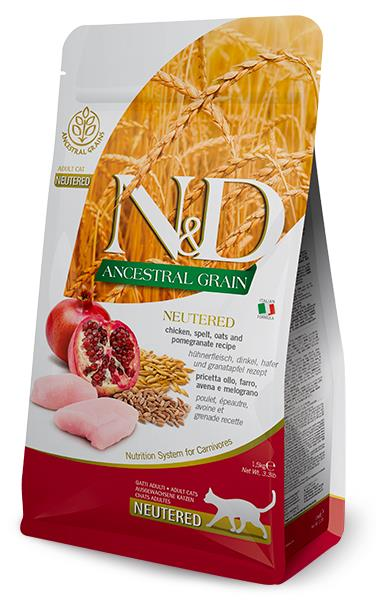 N&D Düşük Tahıllı Tavuk ve Narlı Kısırlaştırılmış Kedi Maması 1,5 Kg