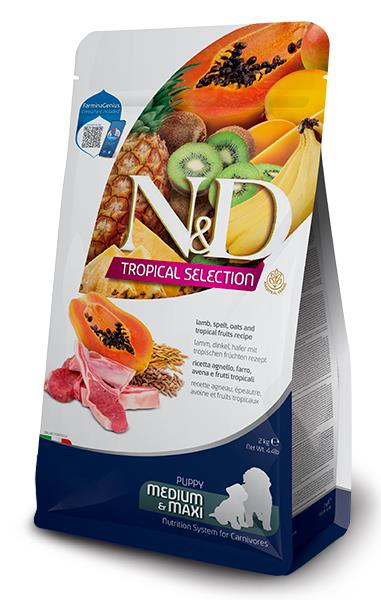 N&D Tropical Selection Düşük Tahıllı Kuzu Etli ve Tropikal Meyveli Orta ve Büyük Irk Yavru Köpek Maması 10 Kg