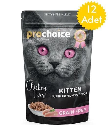 Prochoice Tavuklu ve Ciğerli Yavru Kedi Maması 85 Grx12 Adet