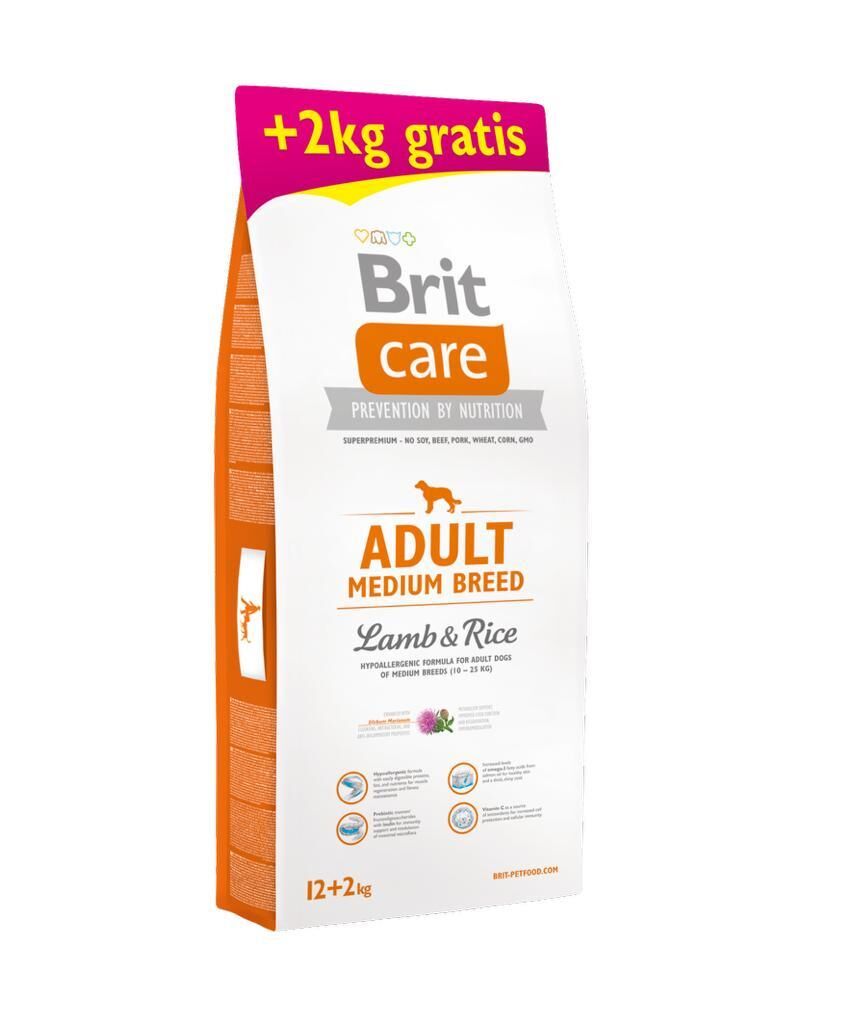 Brit Care Hipoalerjenik Kuzulu Orta Irk Yetişkin Köpek Maması 12+2 Kg