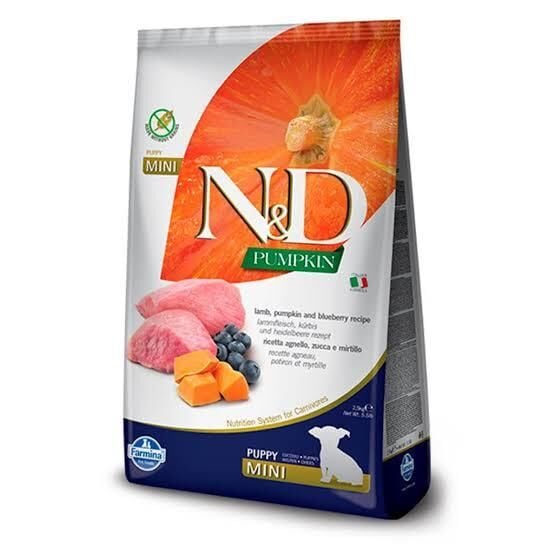 N&D Tahılsız Bal Kabağı, Kuzu Etli ve Yaban Mersinli Küçük Irk Yavru Köpek Maması 2,5 Kg