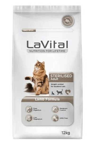 LaVital Kuzu Etli Kısırlaştırılmış Yetişkin Kedi Maması 12 Kg