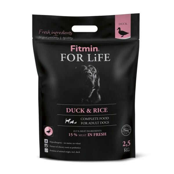 Fitmin For Life Ördek Etli Yetişkin Köpek Maması 2,5 Kg