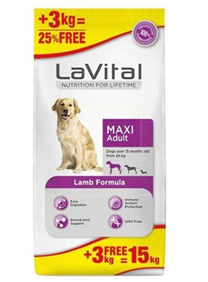 LaVital Kuzu Etli Büyük Irk Yetişkin Köpek Maması 12+3 Kg