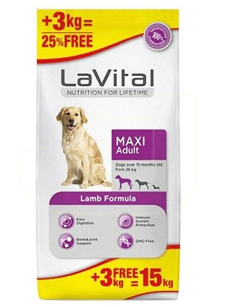 LaVital Kuzu Etli Büyük Irk Yetişkin Köpek Maması 12+3 Kg