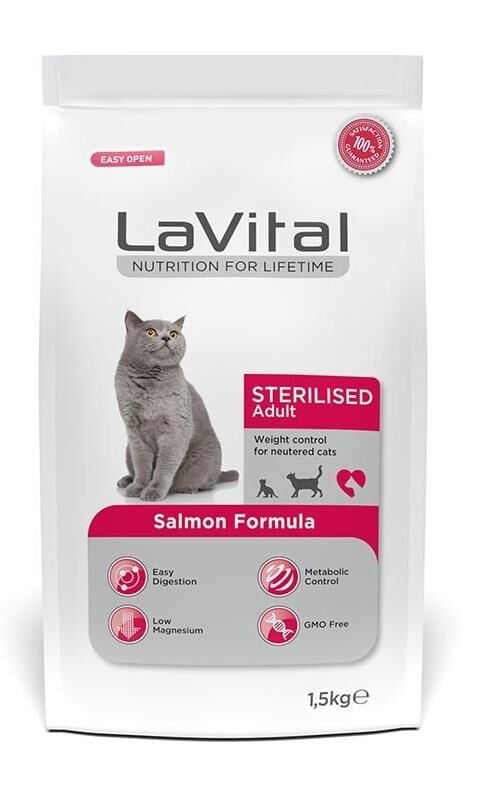 LaVital Somonlu Kısırlaştırılmış Kedi Maması 1,5 Kg