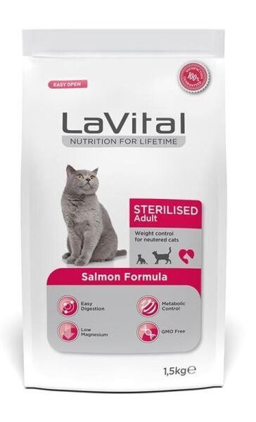 LaVital Somonlu Kısırlaştırılmış Kedi Maması 1,5 Kg