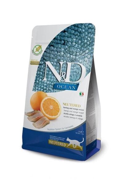 N&D Ocean Tahılsız Ringa Balığı Ve Portakallı Kısır Kedi Maması 1.5 Kg