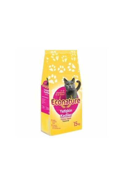 Econature Yetişkin Kuru Kedi Maması (Adult Cat) Sarı Ambalaj Tavuk Etli 15 KG