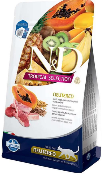 ND Tropical Selection Kuzu Etli Kısırlaştırılmış Yetişkin Kedi Maması 4+1 Kg
