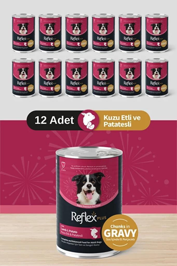Reflex Plus Parça Kuzu Etli Köpek Konservesi 400 Gr 12'Lİ
