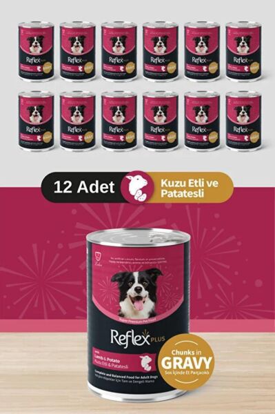 Reflex Plus Parça Kuzu Etli Köpek Konservesi 400 Gr 12'Lİ