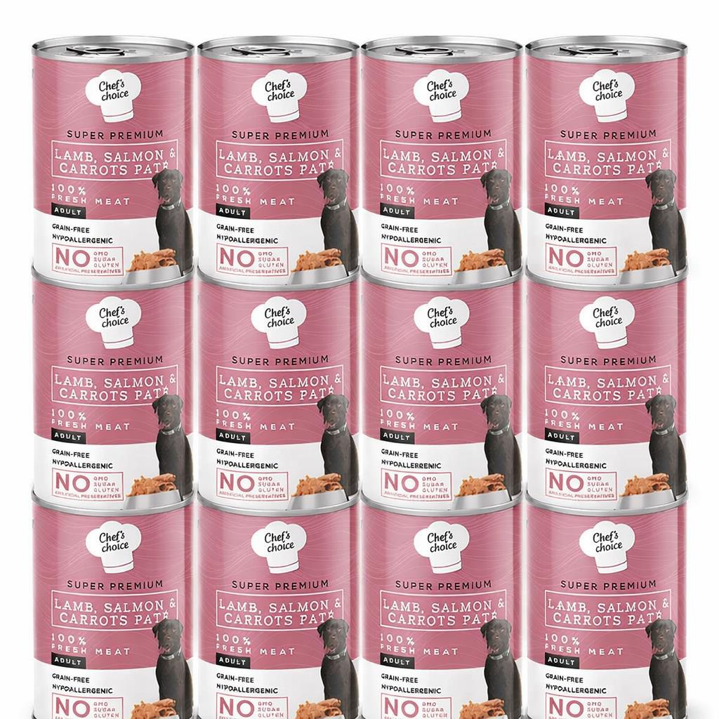 Chef's Choice Kıyılmış Kuzulu ve Somonlu Köpek Konservesi 400 Gr 12'Lİ