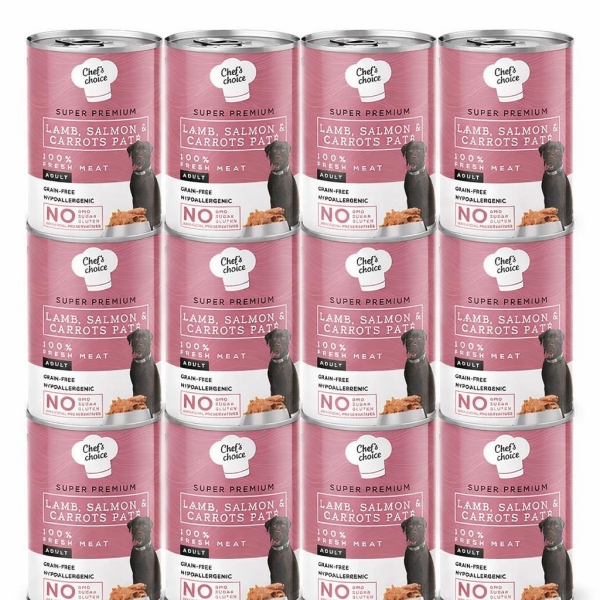 Chef's Choice Kıyılmış Kuzulu ve Somonlu Köpek Konservesi 400 Gr 12'Lİ