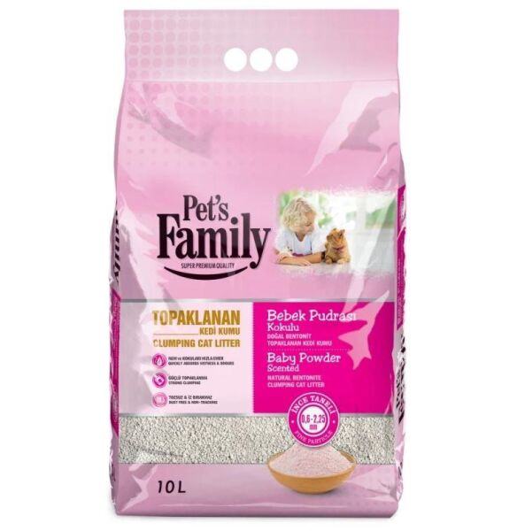 Pet's Family Bebek Pudralı İnce Taneli Kedi Kumu 10 Lt